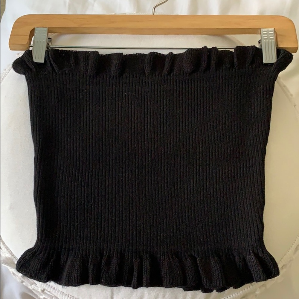 Black Sweater-knit Tube Top
